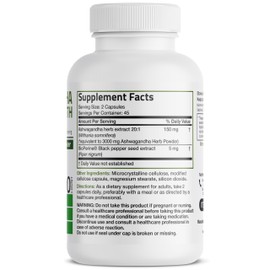 Bronson Ashwagandha Extra Strength Stress & Mood Support with BioPerine - Non GMO Formula, 90 Vegetarian Capsules