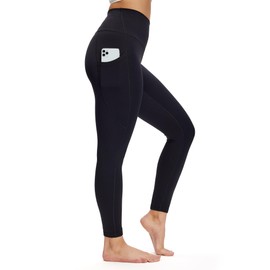 NANJI High Waisted Leggings with Pockets for Women - Tummy Control, Buttery Soft Yoga Pants, Squat Proof Workout Leggings (M, Black)