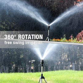 Bonseor Impact Tripod Sprinkler, Rotating Tripod Sprinkler,360‑Degree Automatic Rotating Irrigation Watering Sprinklers, Tripod Telescopic Support Sprinkler for Lawn (2 PCS)