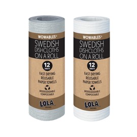 LOLA Swedish Dishcloths on a Roll, Absorbent Eco Friendly Cellulose Sponge Dish Cloths, Reusable Paper Towels, 11" x 10" Made in Germany, 2 Rolls