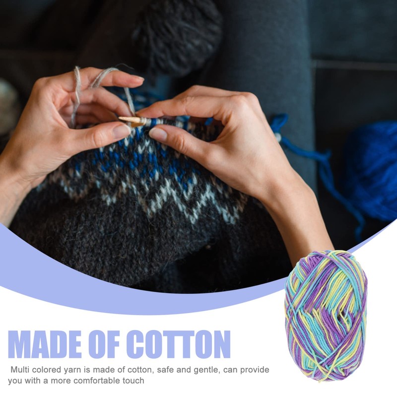 TEHAUX Cotton Yarn Knitting Blanket Yarn Multicolor Gradient Wool for