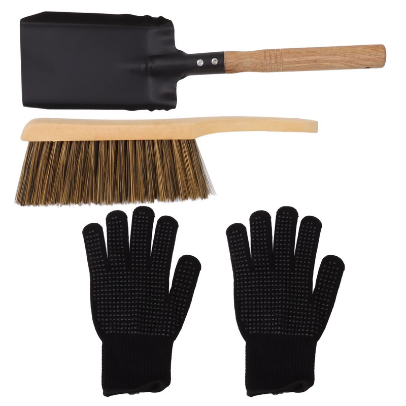 Fireplace Ash Shovel Brush Set Coal Hearth Clean Tools for
