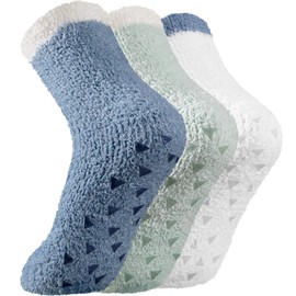 Pleneal Fuzzy Socks for Women - Non Slip Socks Women, Slipper Socks Hospital Socks with Grips for Women, Warm Fluffy Socks