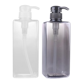 FRCOLOR 2Pcs Refillable Pump Bottles for Shower Gel Shampoo Transparent and Black Toiletries Containers Liquid Dispensers for Home and Travel