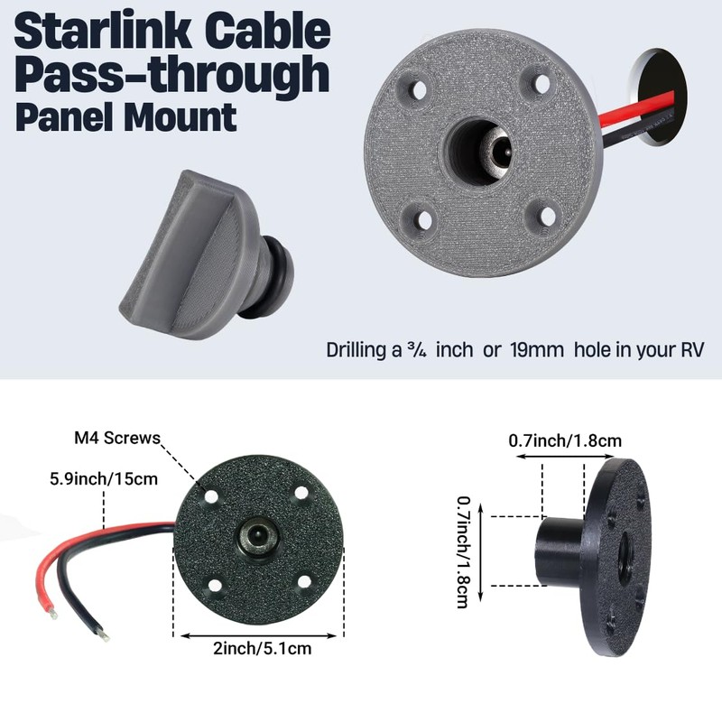 RV DC Cable Panel Mount Compatible with Starlink mini, 5.5