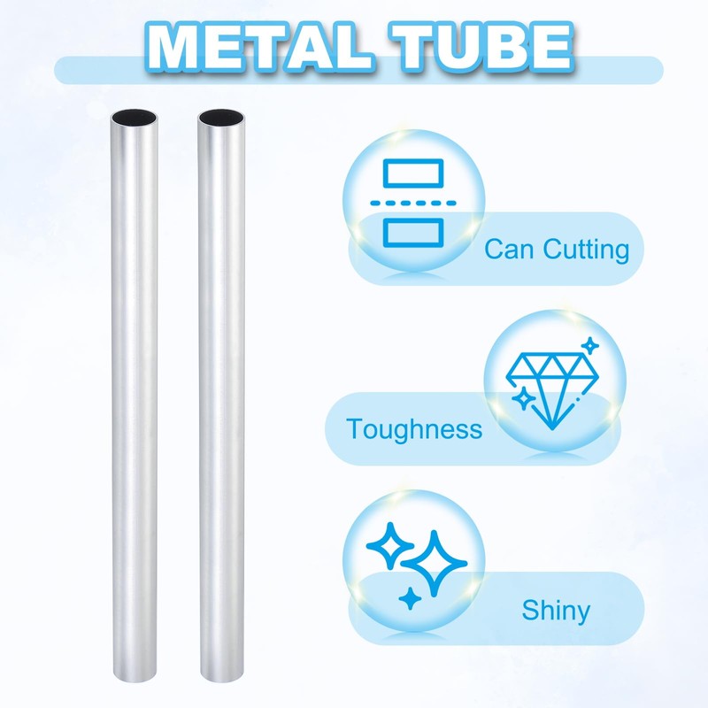 PATIKIL 6063 Aluminum Tube, 2 Pcs 14mm OD 2mm Thickness
