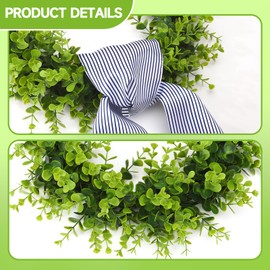 Ovveroche 18 Inch Boxwood Wreath for Front Door Spring Summer Door Wreath with Sash Artificial Weatherproof Greenery Hanging for Wall Window Porch Farmhouse Wedding Decor Indoor Outdoor