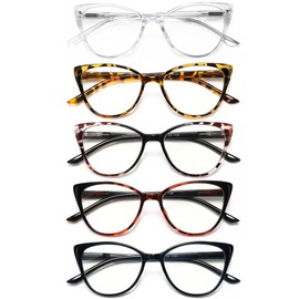 EYEURL 5 Pack Reading Glasses for Women-Cat Eye Blue Light Blocking Readers Fashion Computer Glasses with Spring Hinge Anti-Glare Readers for Women 2.25