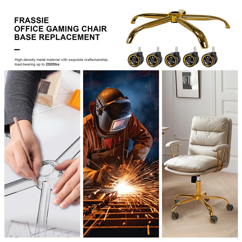 Frassie Office Chair Base Replacement with Wheels, Heavy Duty 2500LBS