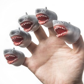 AQKILO Shark Finger Puppet Set, Ocean Animal Puppet Show Theater Props, Novelty Toys Weird Stuff Gifts, 5 PCS
