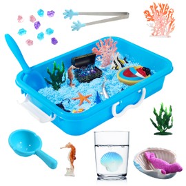 AGENTLAN Ocean Sensory Bin, Ocean Sensory Water Toys with Sea Animal for Toddlers Boys and Girls, Kids Toys Gift Sand Box for Age 3 4 5 6 7 8