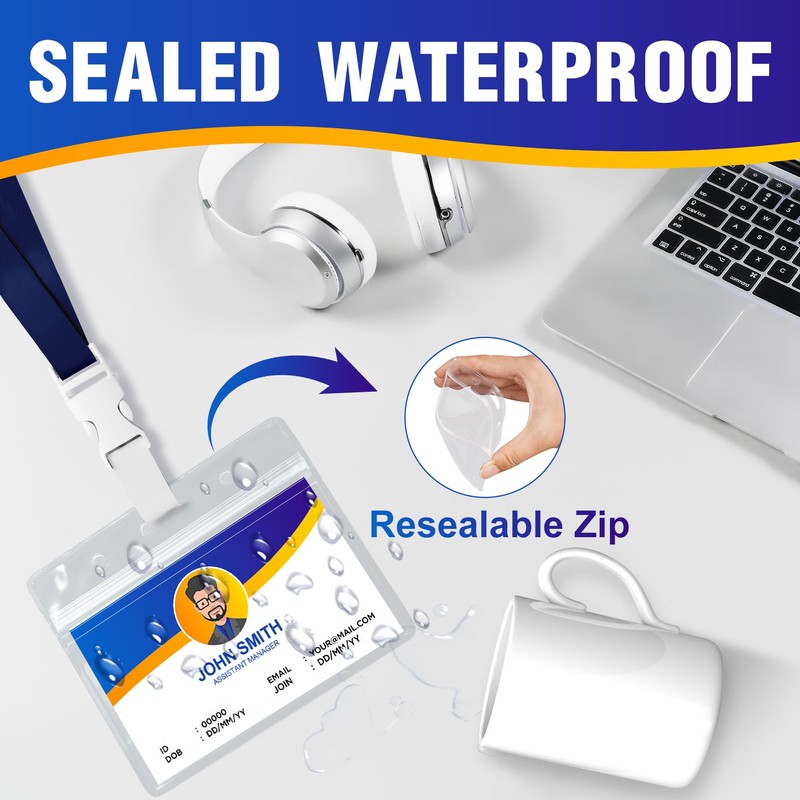 10PCS ID Badge Holder Horizontal-Extra Thick Clear ID Card Holder