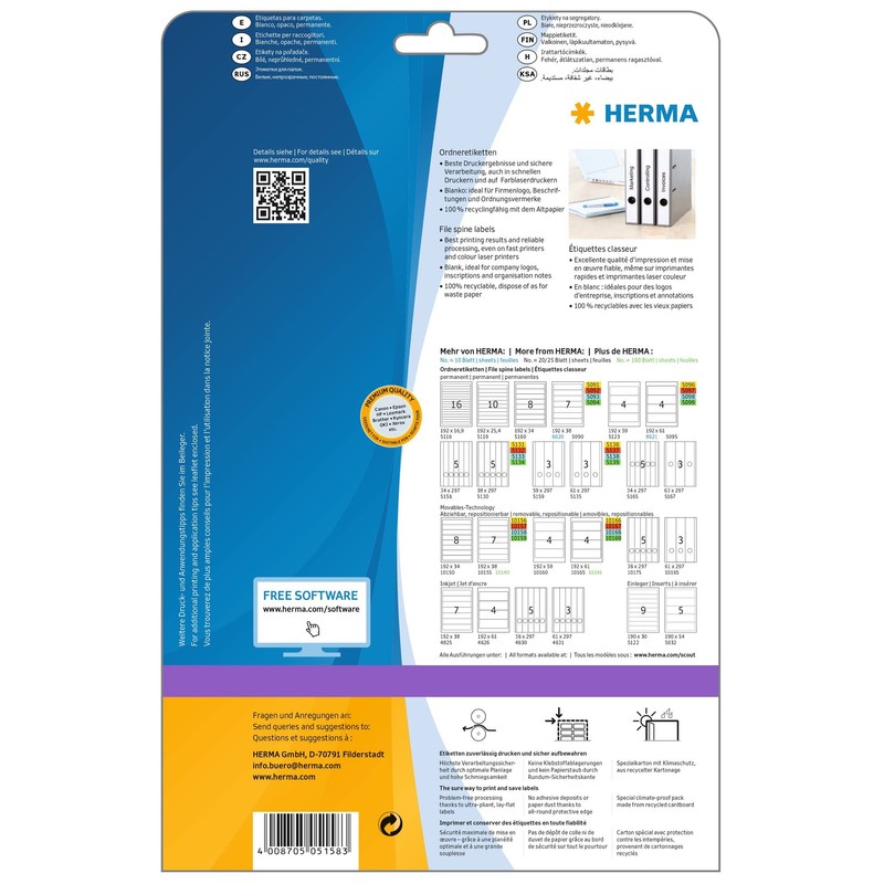 Herma Folder Spine Labels
