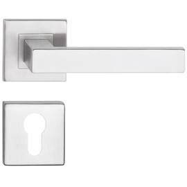 Sellon24® Door Handle Stainless Steel Matt for Interior Doors BB WC PZ Door Fitting Handle Set Square Modern Includes Mounting Material (PZ Topaz)