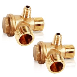 GZhaizhuan Pack of 2 3-way check valves, external thread, (20 x 16 x 10 mm), 3-way brass relief valve, compressor for man valve connector tool
