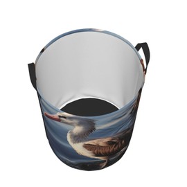 Round Laundry Basket Dirty Clothes Hamper with Handles Bird in the lake Laundry Hamper for Bathroom Waterproof Circular Hamper Lightweight Round Storage Basket for Blanket Organizer Basket