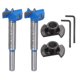 QUARKZMAN 2pcs Forstner Bohrer 25mm (1") Hartmetall Einstellbare Tiefe Holz Forstner Bits Runder Schaft Lochsäge Bohreröffner Cutter mit einem Schraubenschlüssel für Holzbearbeitung Bohren
