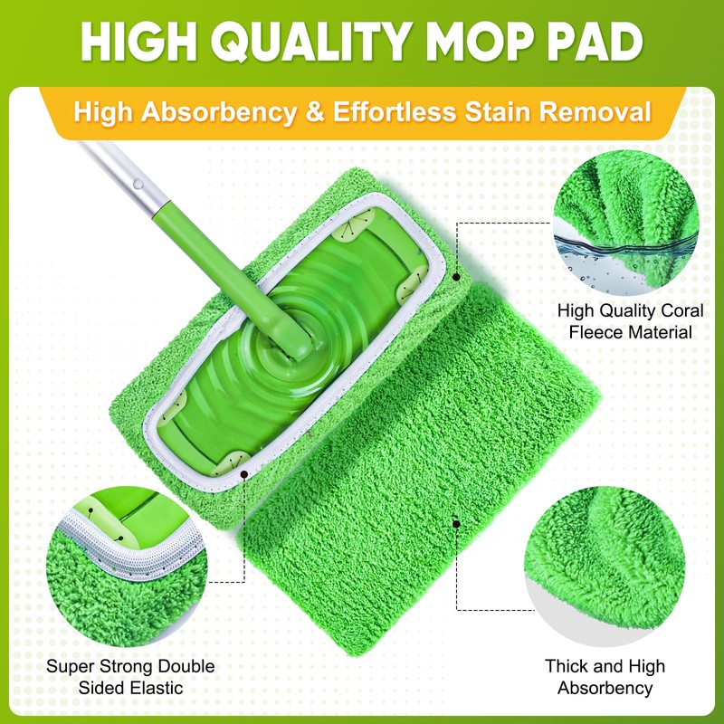 6-Pack Reusable Mop Pads Compatible with Sweeper Mop - 100%
