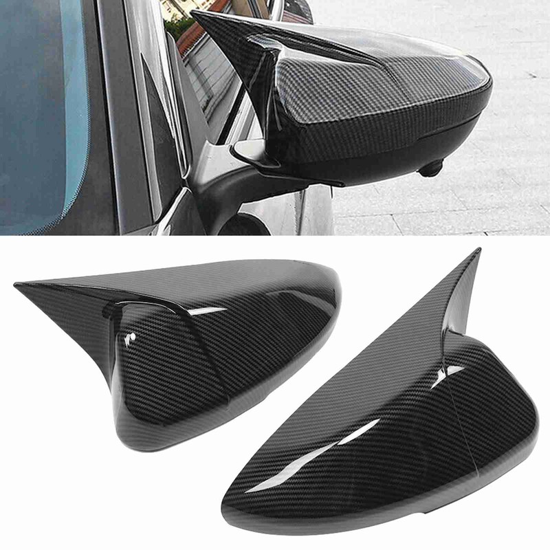 Pair Carbon Fiber Style Mirror Cover Caps Add On Fit