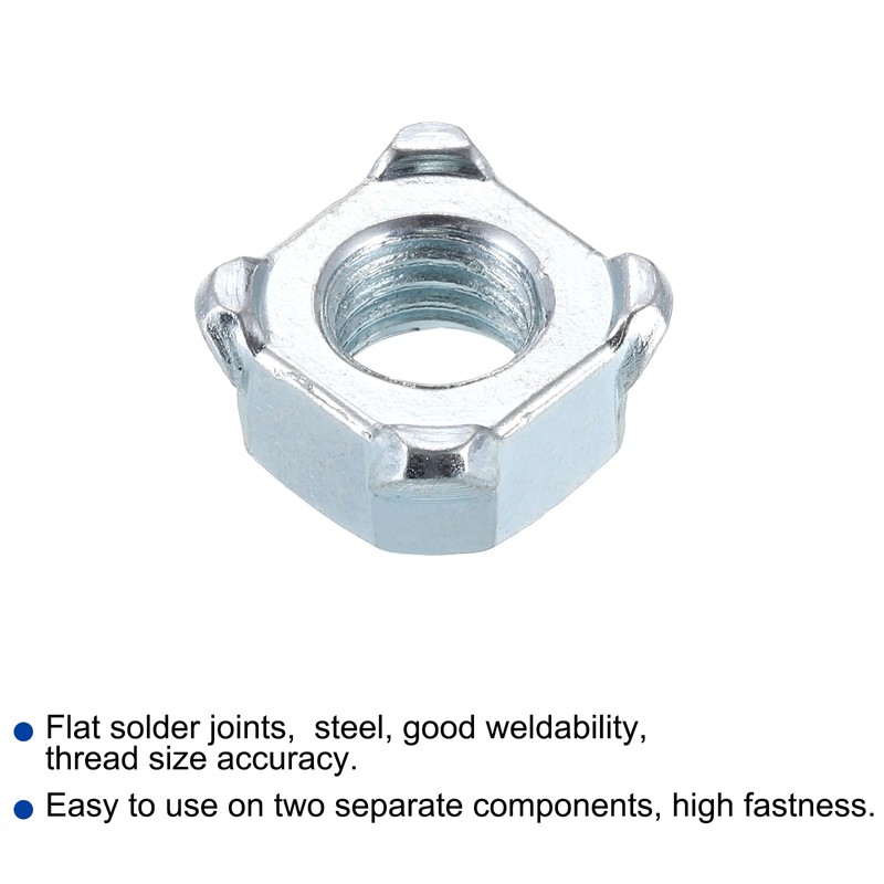 sourcing map Weld Nuts, M10-1.5 Square UNC Carbon Steel Machine