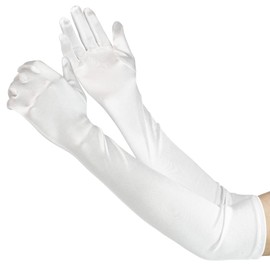 Luwint Women Long Satin Gloves for Opera Party Dress (White)