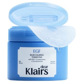 Klairs EGF Blue Calming Toner Pad 150ml, 60 sheets, 1 piece / 클레어스 EGF 블루 진정 토너 패드 150ml, 60매입, 1개