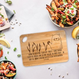 Mr. & Mrs. Panda Bamboo Chopping Board Otter Stone Gift, Wooden Board with Engraving, Otter, Wooden Board, Otter Sea Otter, Lake Otter, Kitchen Board