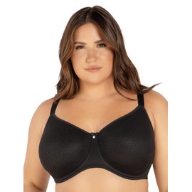 Parfait Pearl P60921 Women's Non-Padded Seamless Minimizer Full Busted Bra-Black-38GG