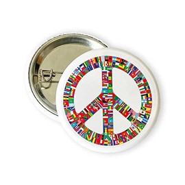 stika.co World Peace Badge Peace Pin Button Badge United Against War 38 mm Button Chest Pin Badge Metal, Metal