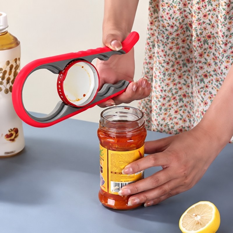 4-in-1 Jar Opener for Kitchen Use – Manual Multi-Purpose Lid,