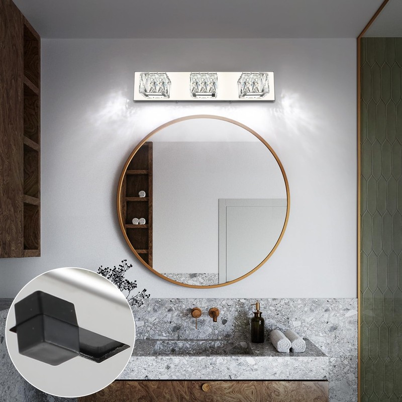 ZUZITO LED Bathroom Light Fixture Modern 3 Light Crystal Vanity
