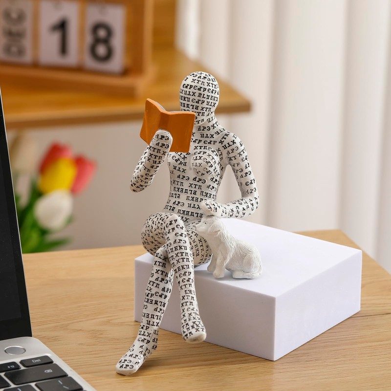 Home Decor Thinker Statue Pulp Reading Women Aesthetic Bookworms Abstract