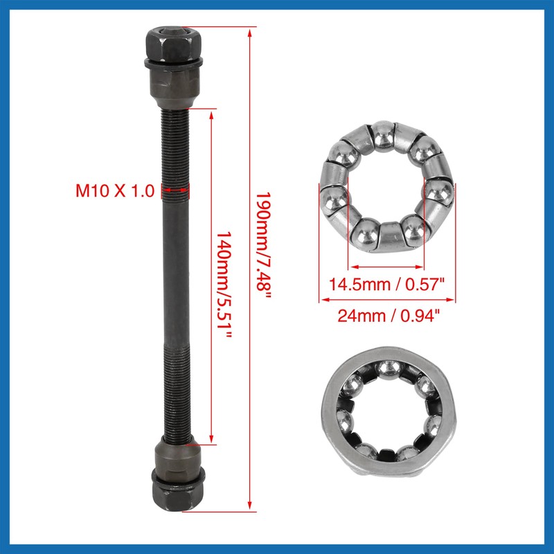 A ABSOPRO 1 Set 9.5mm Bike Rear Solid Axle with