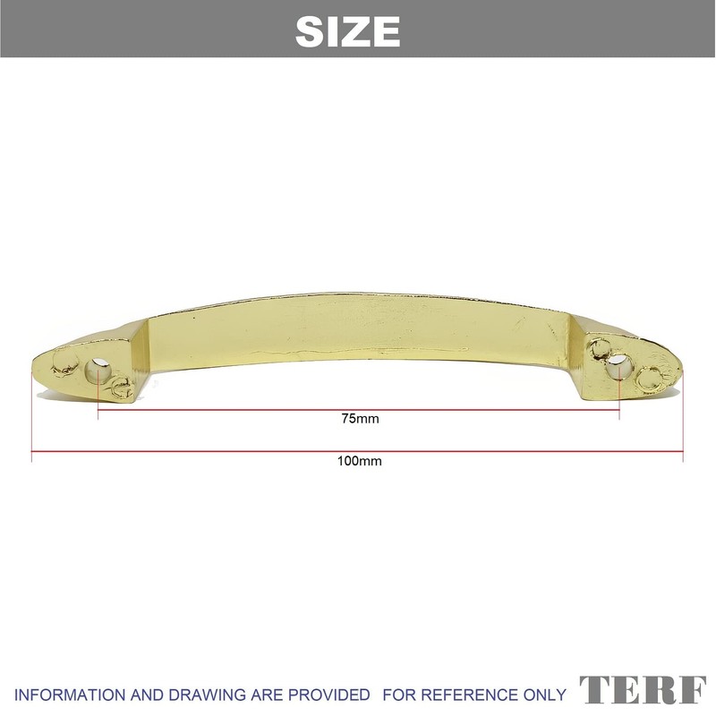 TERF® Traditional Electro Brass D-Shape Front Fix Pull Handle 100mm