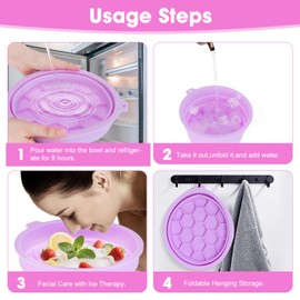 Face Bowl for Ice Silicone Facial Bowls with Built - in Tray Foldable Washbasin for Face Tub Plunge & Cold Plunge Quick Skin Cooling in Ice Baths -Bath Spa Tool for Home Camping Travel & Purple