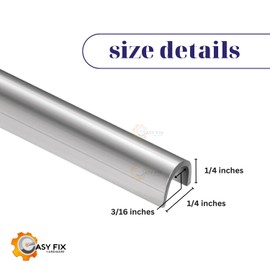 Easy Fix Hardware Snap On Repair Track Cover 1/4" for Sliding Patio Glass Doors | Sliding Door Repair Replacement Hardware Repair Stainless Steel | Fix Sliding Glass Door (6 Feet)