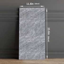 J&V TEXTILES 6PCS Marble Peel and Stick Backsplash Waterproof Washroom Wall Panels, Peel and Stick Tile, PVC Wall Panels for Kitchen, Bathroom - 11.8"x23.6" Kitchen Tile (Gray)