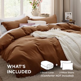 Bedsure Bedsure Brown Duvet Cover Queen Size - 3 Pieces Prewashed Extra Soft Bedding Set, Includes 1 Duvet Cover 90x90 Inches with Zipper Closure & 2 Pillow Shams, Comforter Not Included