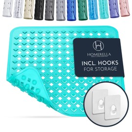 Homerella Shower Mat Skin-Sensitive 53 x 53 cm Includes Hanging Brackets Non Slip Shower Mats for Inside Shower BPA-Free Latex-Free Shower Mat Non Slip Anti Mould and Machine Washable
