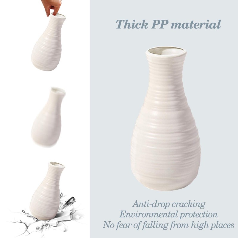 Unbreakable Vase for Flowers, Ceramic Look Plastic Vase for Home