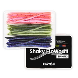 Velrifya Wacky Worms for Bass Fishing [Scented,Salted,Sink] Soft Plastic Baits in Built-in Curved Design Wacky rig, Neko Rig, Drop Shot