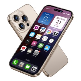 Dummy Fake Phone Model, Looks Like The Real Phone Compatible with Phone 16 Pro max, for Cell Phone Store Display or Send a Toy Phone 16 Promax for Kids (Gold Rainbow)