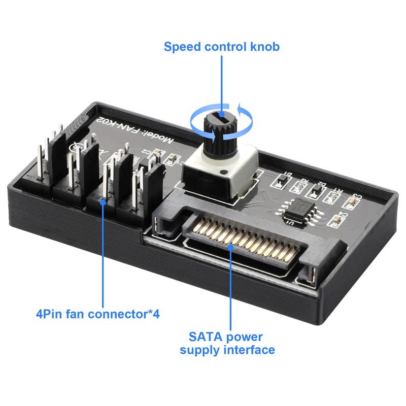 12V 4 Pin PWM Fan Speed Controller, PC Fan Hub