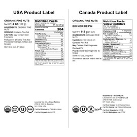 Food to Live Organic Pine Nuts, 4 Ounces – Non-GMO, Whole Raw Pignolias, Unsalted, No Shell, Vegan, Kosher, Bulk Snack. Rich in Vitamin E, Protein. Great for Pesto, Salads, Homemade Desserts