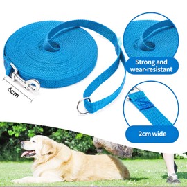 BAAPET 15/20/30/50/100 ft Long Dog Training Leash with Clickers for Small, Medium and Large Dogs or Cats (20 Feet, Blue)