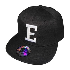 Letter Initials Snapback Cap Black & White, E