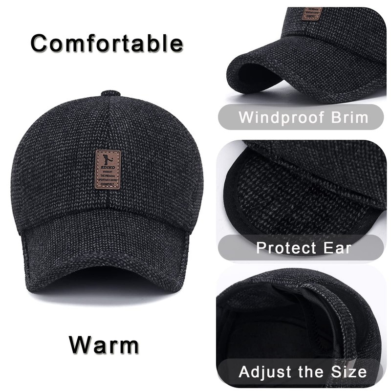 Winter for Men Outdoor Hat, Adjustable Warm Sport Golf Baseball