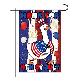 4th of July Goose Garden Flag, Linen Double Sided Goose Garden Flag Funny Patriotic Decoration Supplies Suitable for Outdoor Courtyard Lawn Patio Decor
