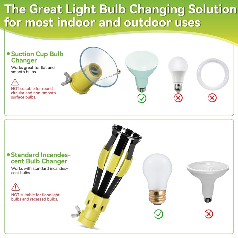 Dreyoo 2 Piece Set Light Bulb Changer, Standard Incandescent Bulb