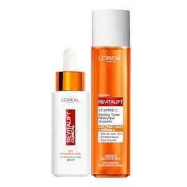 L'Oréal Paris Routine Eclat Serum Vitamin C Luminous Complexion 30ml + Exfoliating Toner Pore Reducer Vitamin C - 180ml